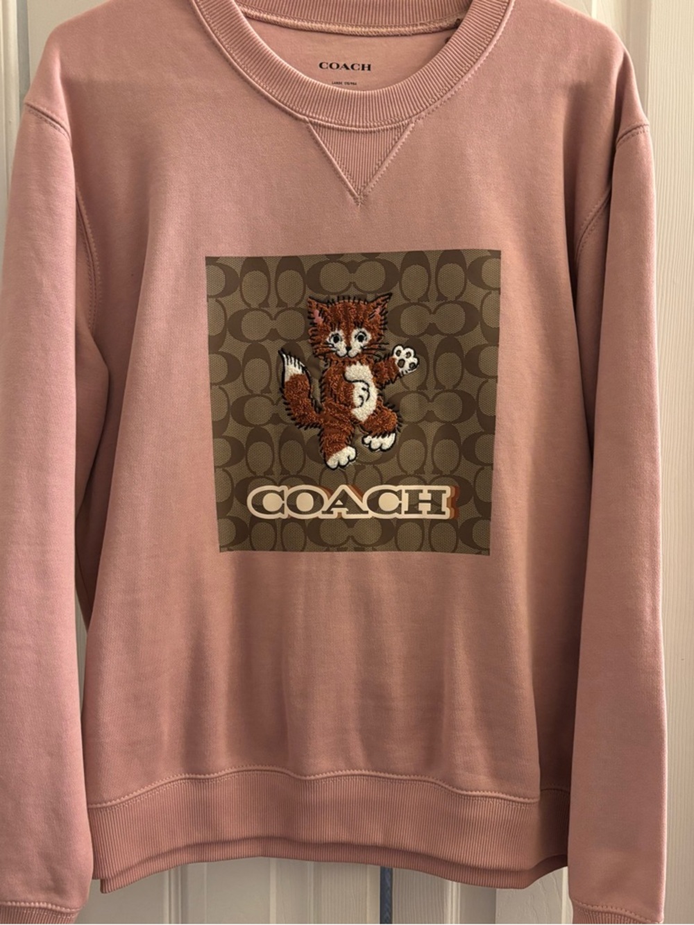 Coach Dusty Pink Crewneck Sweatshirt with Fox Graphic